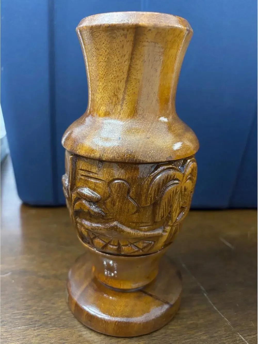 Vase Genuine Monkey Pod Hand Crafted Tiki Vase Aberdeen of Hawaii